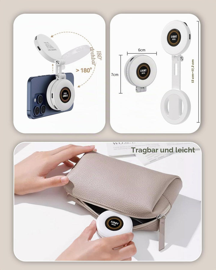 Ringlicht Handy Selfie Licht für iPhone - Magnetisches Handy Licht Telefonringlicht wiederaufladbar