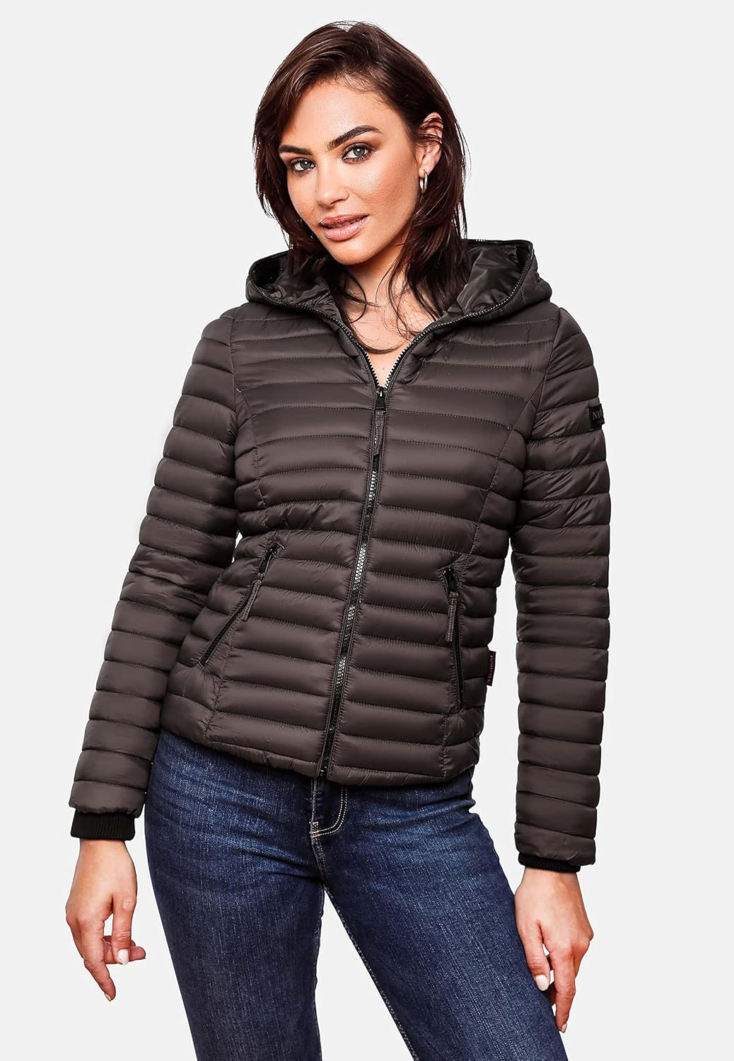 Navahoo Damen Damen leichte Übergangsjacke Steppjacke mit Kapuze Kimuk XS-XXL XS Anthracite, XS Anth