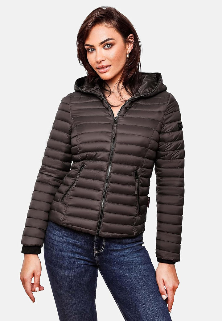 Navahoo Damen Damen leichte Übergangsjacke Steppjacke mit Kapuze Kimuk XS-XXL XS Anthracite, XS Anth
