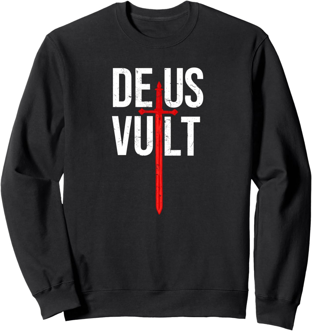 DEUS VULT I Gott Will Es I Vintage Kreuzritter Sweatshirt