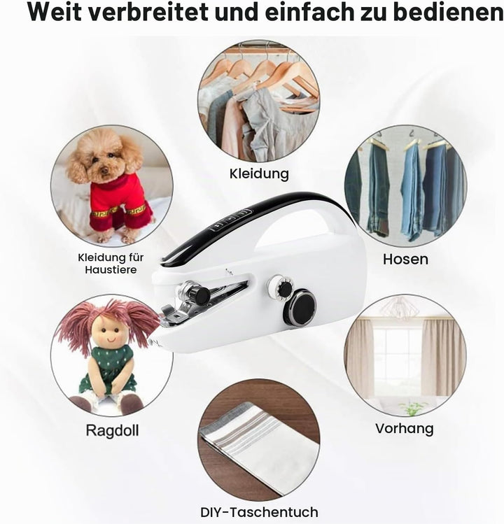 Handnähmaschine, Tragbare Mini-Nähmaschine, Kabellose Tragbare Elektrische Handnähmaschine Mit Nähzu