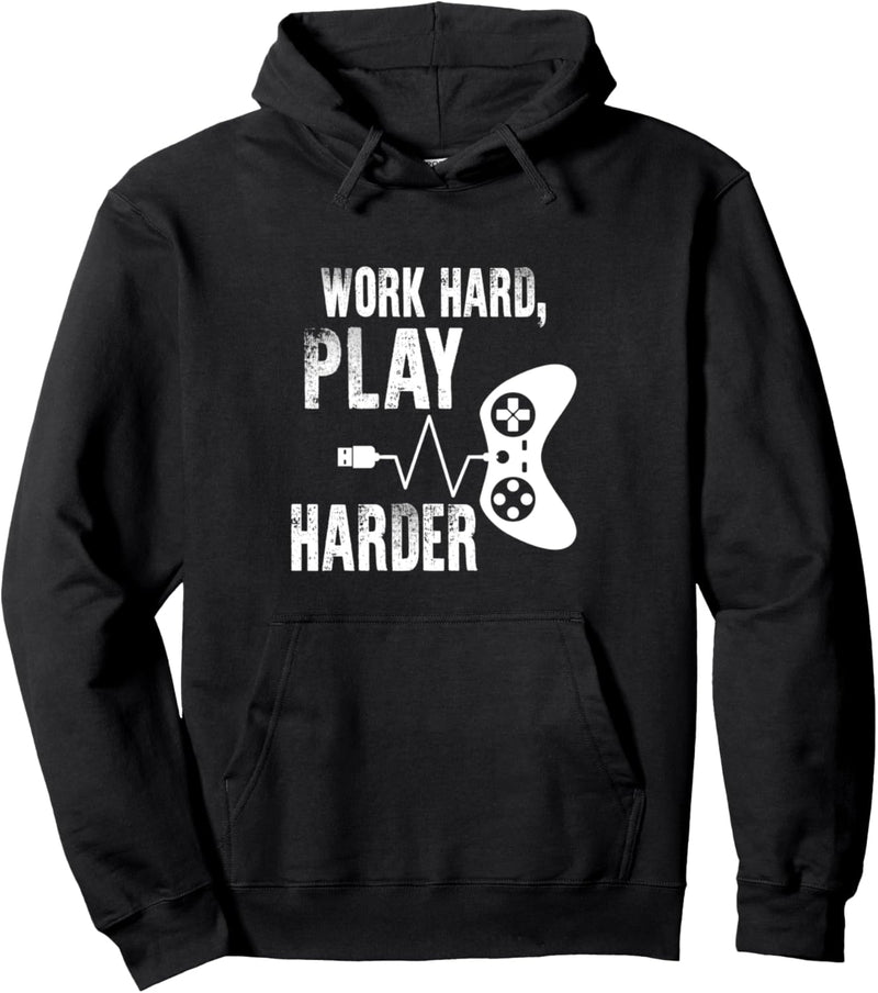 Esports Work Hard Play Harder Video Game Gaming Pullover Hoodie