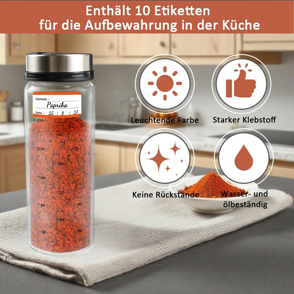 3 Stück Gewürzgläser mit Drehdeckel, 300ml Borosilikatglas Gewürzstreuer Round mit 4 Arten, Luftdich
