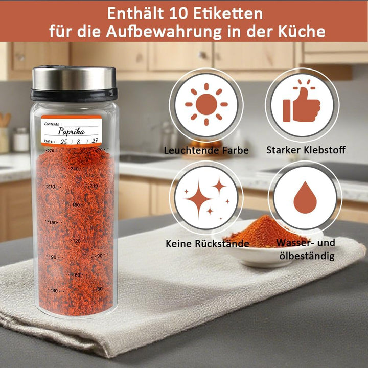 3 Stück Gewürzgläser mit Drehdeckel, 300ml Borosilikatglas Gewürzstreuer Round mit 4 Arten, Luftdich