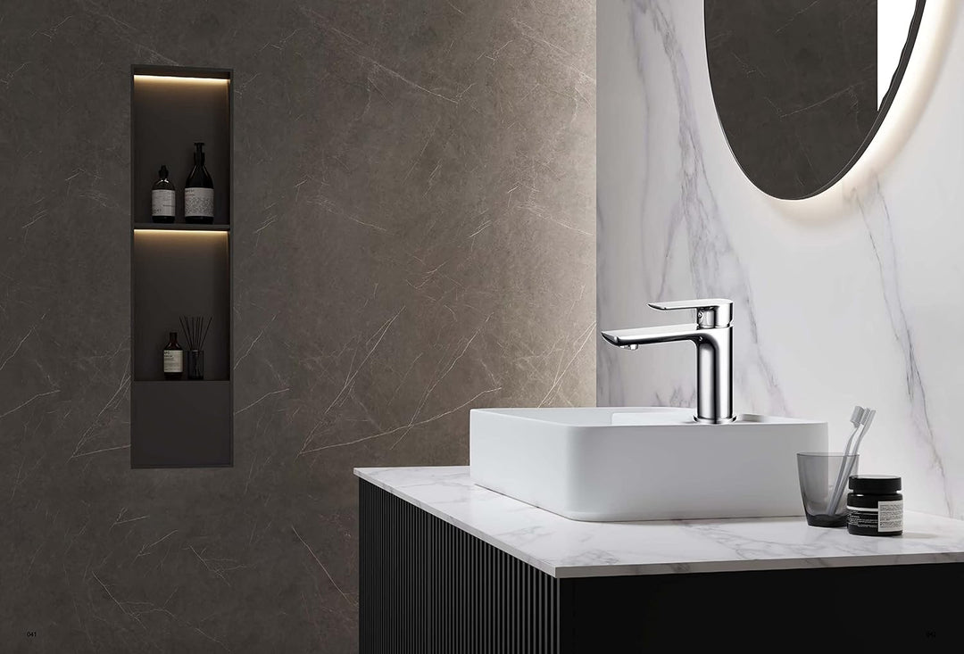 Krobec Wasserhahn Badezimmer Waschbecken Messing (Chrom), Chrom