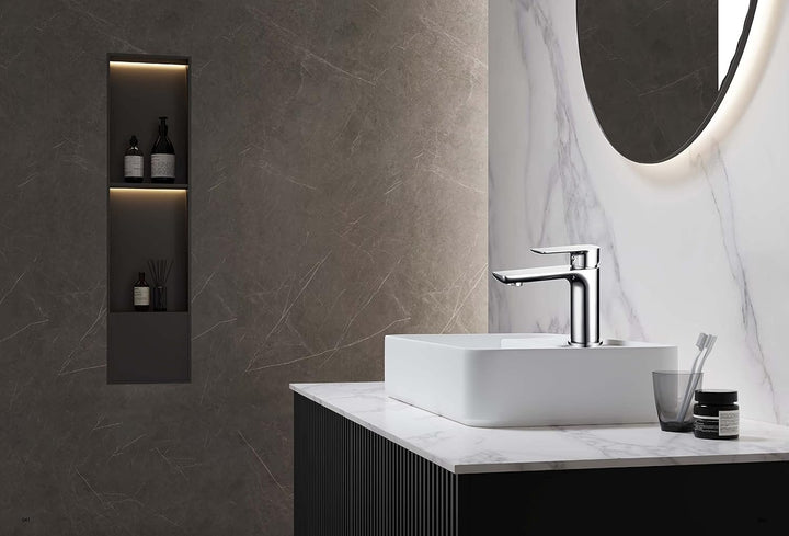 Krobec Wasserhahn Badezimmer Waschbecken Messing (Chrom), Chrom