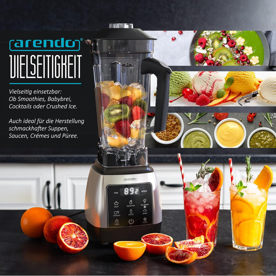 Arendo - Standmixer 2000 Watt mit Touchpanel - Hochleitungsmixer - 2L - 9 Geschwindigkeitsstufen – m