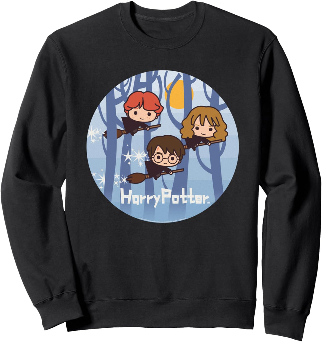 Harry Potter Chibi Trio Flying On Broomsticks Sweatshirt