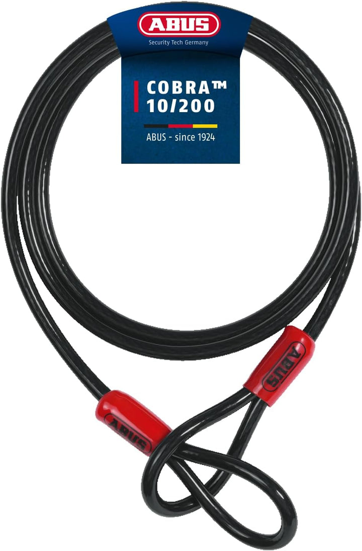 ABUS Schlaufenkabel Cobra 10/200 - Stahlseil mit Kunststoff ummantelt - 2 m lang, 10 mm stark - Sich