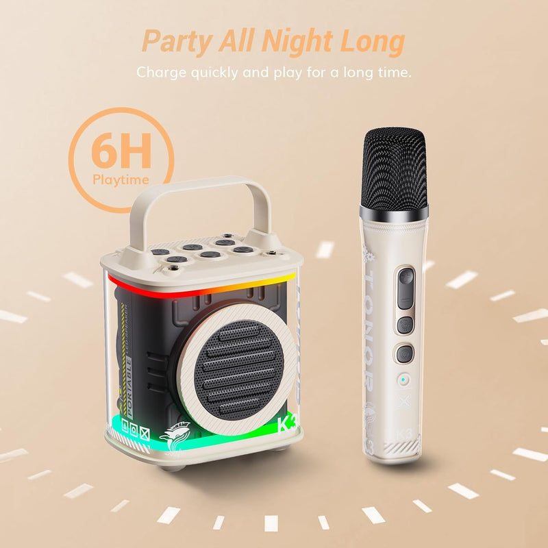 TONOR Mini Karaoke Maschine mit ein Drahtlosen Mikrofon,Tragbarer Bluetooth Karaoke Lautsprecher für