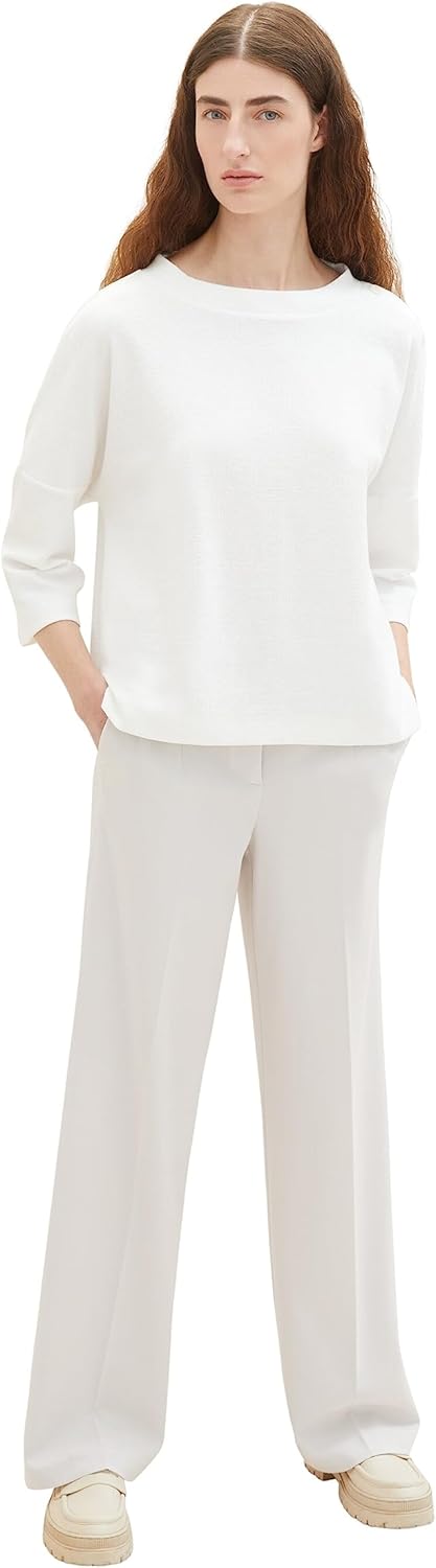 TOM TAILOR Damen Loose Fit Sweatshirt mit Knöpfen XL 10315 - Whisper White, XL 10315 - Whisper White