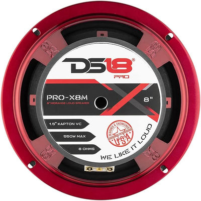 DS18 PRO-X8M Auto-Mitteltöner-Lautsprecher, 20,3 cm (8 Zoll), 550 W, 8 Ohm, Bass-Lautsprecher 20,3 c