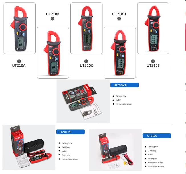 UNI-T UT210B Clamp Meter Digital Pliers Ammeter Voltmeter Professional Electrician Tester Multimeter