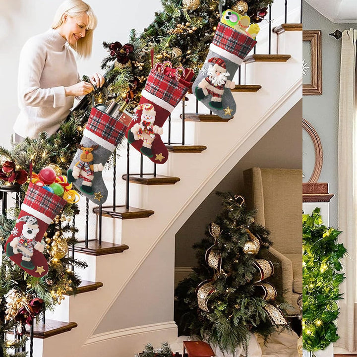 Lonsien Nikolausstrumpf gross 4 STK Weihnachtsstrumpf Geschenkbeutel Nikolausstiefel Personalisiert