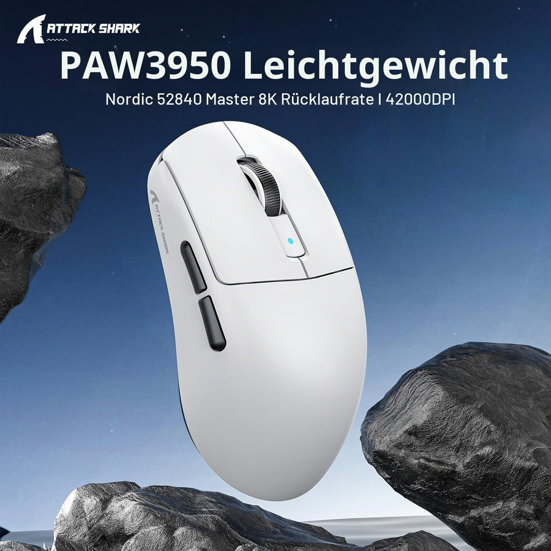 MAMBASNAKE x Attack Shark R6 Superlight Gaming Mouse, PixArt PAW3950MAX Sensor, 8K Wireless/BT/2.4G,