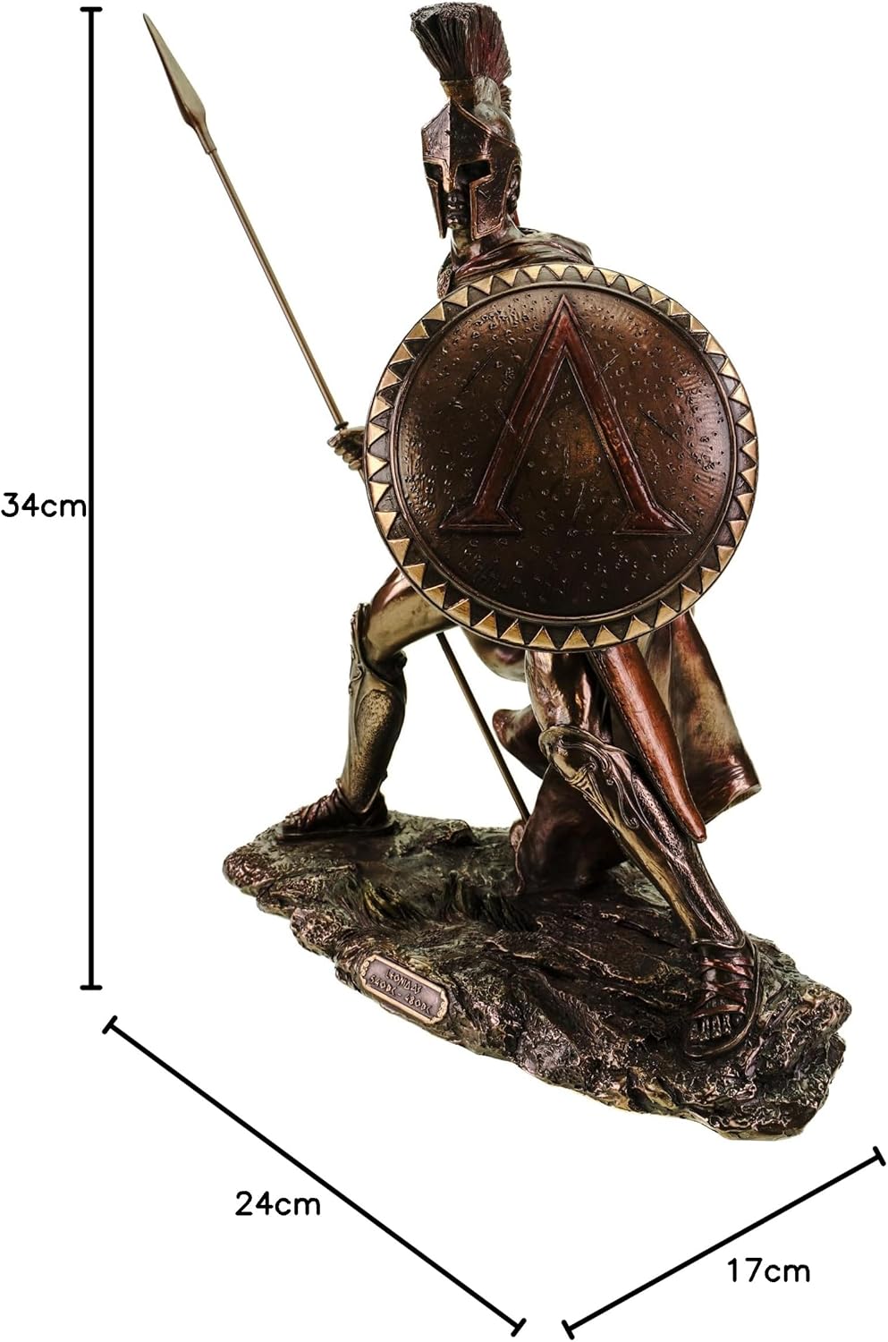 Veronese Leonidas mit Schild und Speer Figur Feldherr Spartaner bronziert