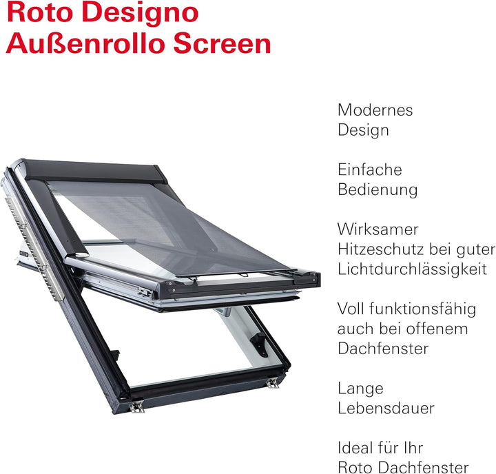 Original Roto Aussenrollo Screen ZAR Sonnenschutz &amp; Hitzeschutz Bei offenem Fenster voll funktionsfä