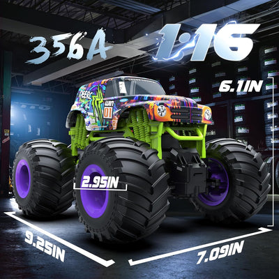 DEERC Ferngesteuertes Auto 1:16, Monster Trucks 2,4 GHz Off-Road Crawler mit Grossen Reifen, 2 Akkus