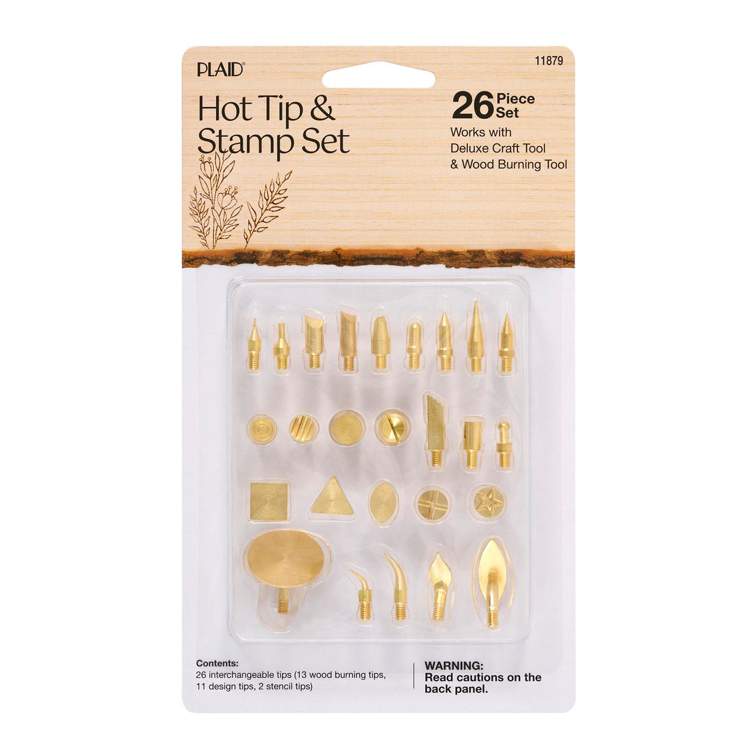 Plaid Wood Burning Tool Tip Set, Set of 26, Gold