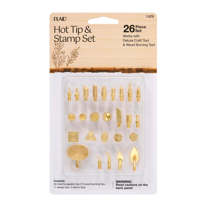 Plaid Wood Burning Tool Tip Set, Set of 26, Gold