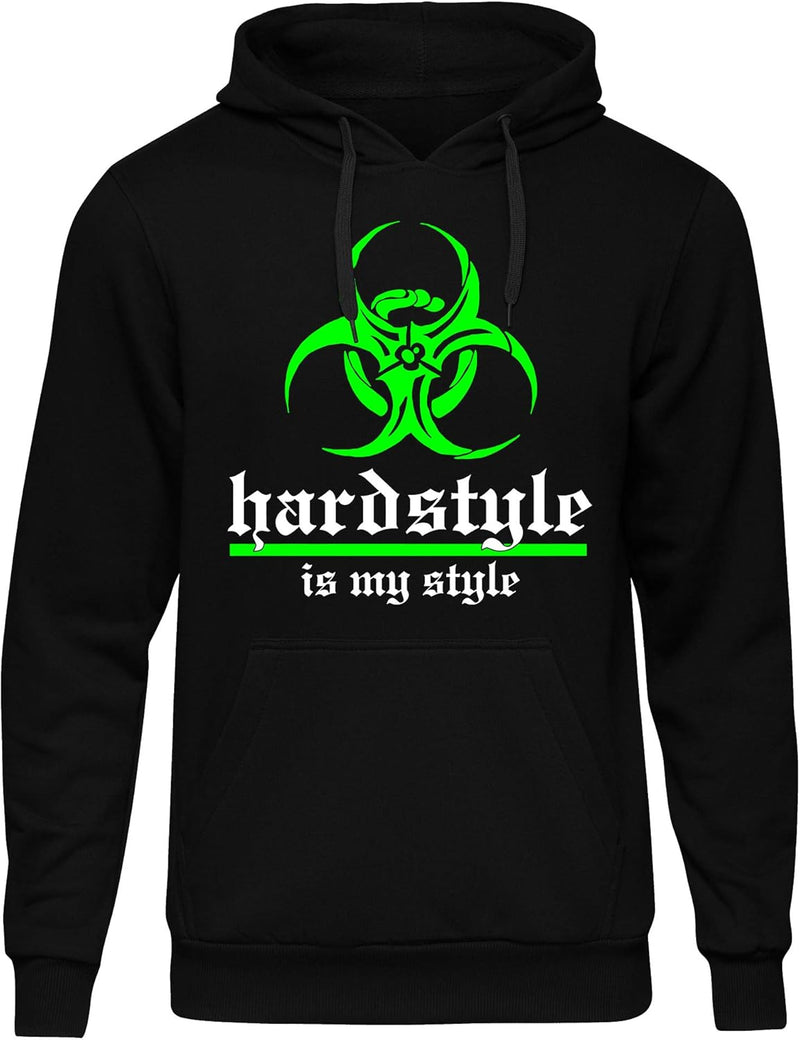 Hardstyle is My Style Männer und Herren Kapuzenpullover | Hardcore Musik Minimal Geschenk | M3 (Schw