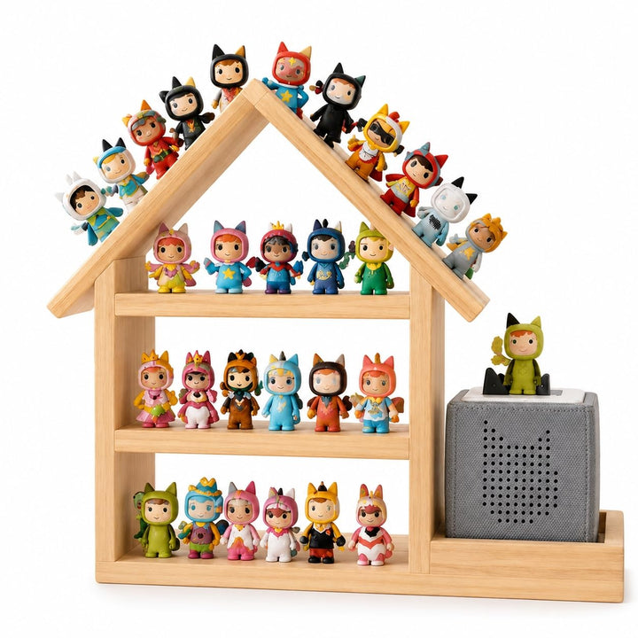 Regal für Tonie, Grosse Magnetische Holz Schweberegale für Toniebox 1 & 2, Holz Wand Regal für 70-85