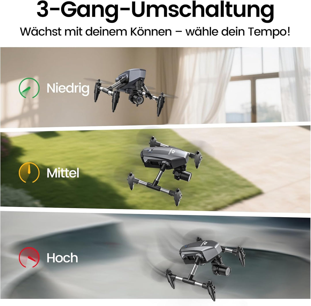 DEERC D21 Mini Drohne mit 1080P Kamera für Kinder, RC Quadcopter mit FPV Übertragung, 3 Batterien, O