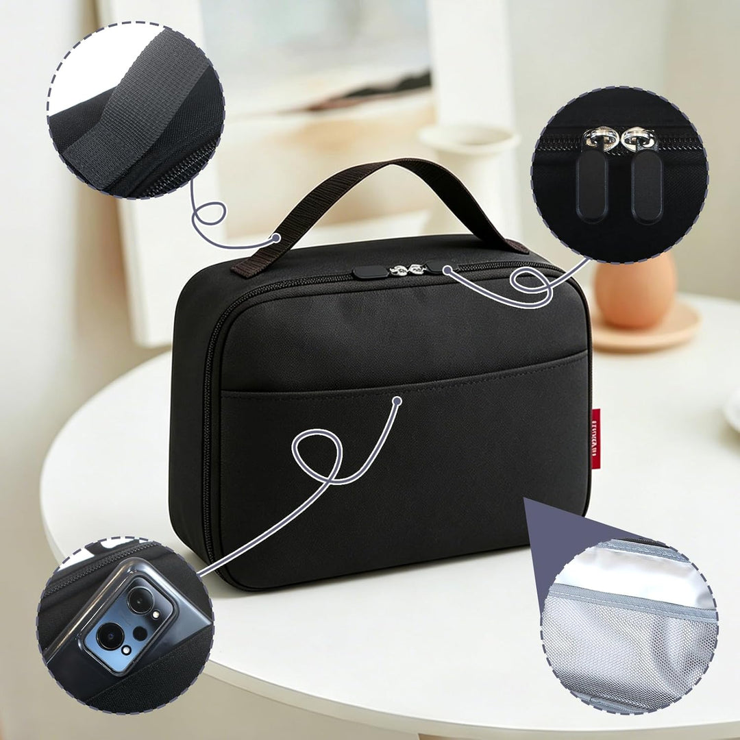 Kühltasche Klein - 3 Farben: Grau, Schwarz, Leopardmuster, Ideal für Lebensmittel, Getränke, Mahlzei
