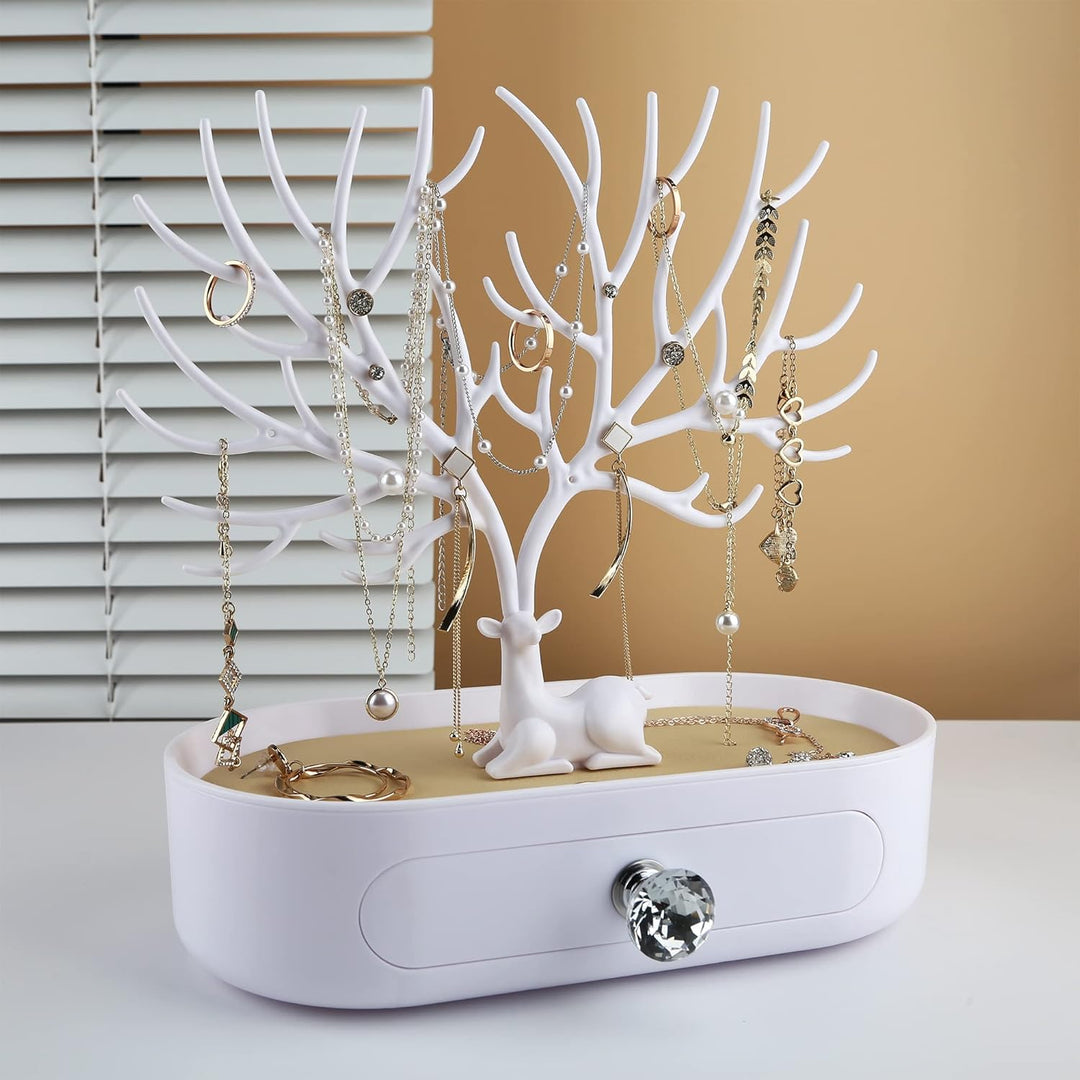 MORE&LESS Geweih Ornament Display Rack mit Schublade Kristall Griff Baum Turm hängende Aufbewahrungs