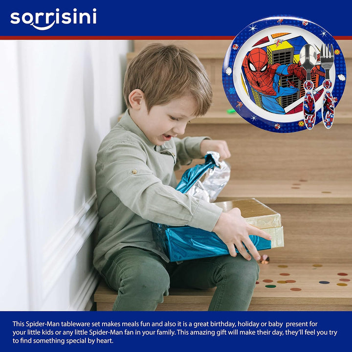 Kindergeschirr set Spiderman, kinderbesteck Edelstahl, Wiederverwendbares geschirr Set, Kinder Essge