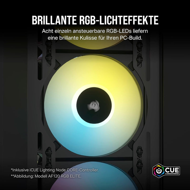 Corsair AF120 RGB Slim, 120-mm-PWM-Lüftersatz Mit Dynamischem Lager - Dünnes Profil Für Kleine Gehäu