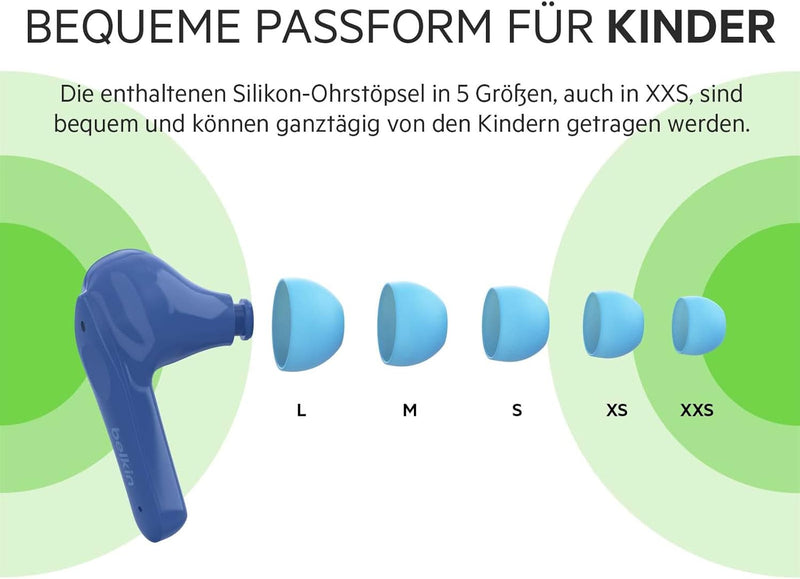 Belkin SOUNDFORM Nano, Bluetooth-Kopfhörer für Kinder, kabellos, 85-dB-Begrenzung zum Gehörschutz, O