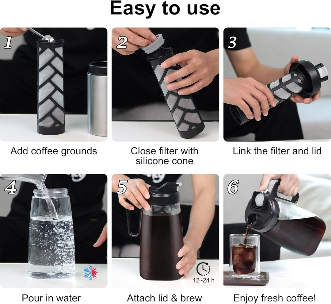 Sivaphe Cold Brew Coffee Maker Der filter kann wiederverwendet werden,BPA Free Tritan,2L, 2L