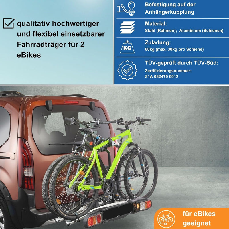 eBike Fahrradträger für Anhängerkupplung Fahrrad Heckträger Radträger - Back 2 - Fahrradträger e-Bik