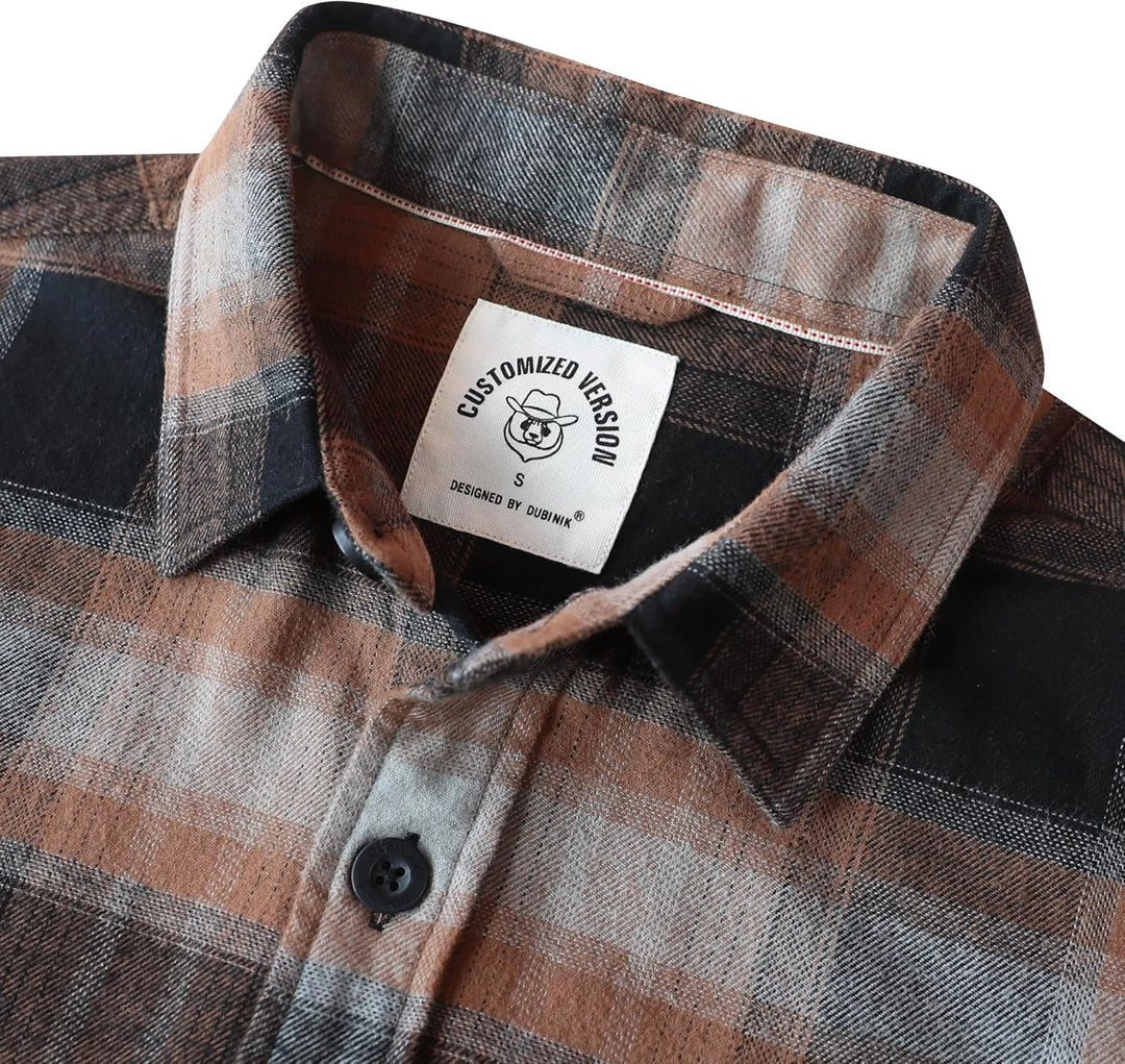 Dubinik® 6 oz Flanellhemd Herren Flanellhemden Herren Langarm Regular Fit Kariert Button Down Warm F