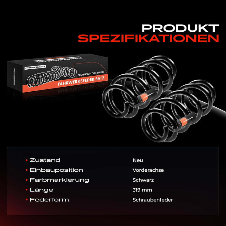Frankberg 2x Federn Fahrwerksfeder Vorderachse Kompatibel mit Exeo 3R2 Schrägheck 2009-2013 Exeo ST