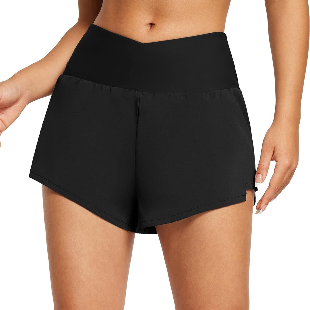 baleaf Damen Badeshorts Bauchkontrolle UPF50+ Badehose Schnell Trocknend Schwimmhose Hohe Taille Boa