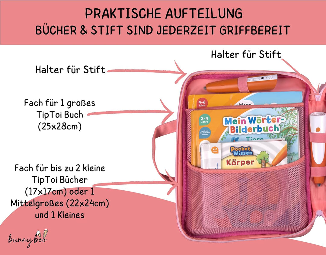 bunnyboo Tasche für TipToi - Platz für bis zu 8 Bücher - TipToi Starterset mit Einsatz für Tiptoi St