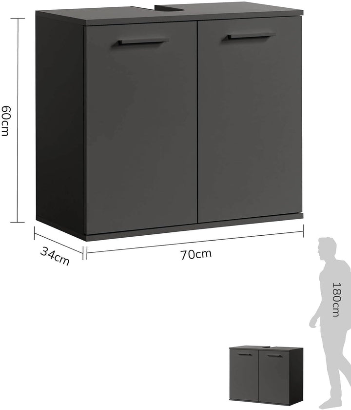 mokebo® Waschbeckenunterschrank Anthrazit, Schwarz 'Der Waschbär' Waschtischunterschrank, Unterschra