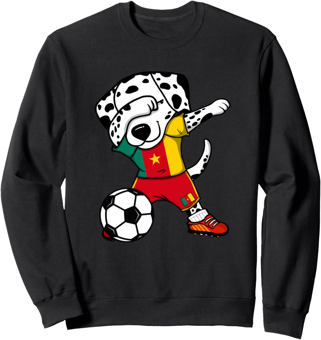 Dabbing Dalmatiner Hund Kamerun Fussball Kamerunische Flagge Sweatshirt