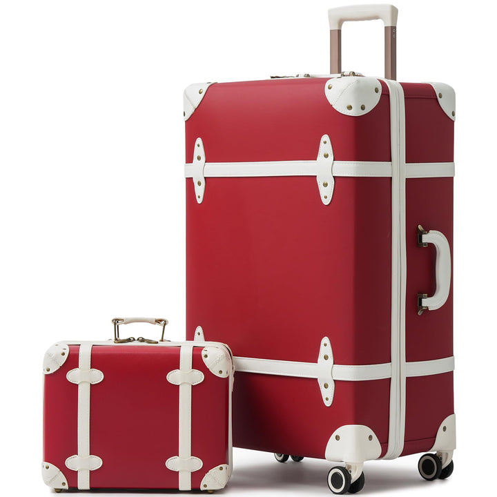 Urecity Vintage Reisekoffer Set 2 Teilig Leicht Retro Lederkoffer Hartschale Trolley Handgepäck Sets