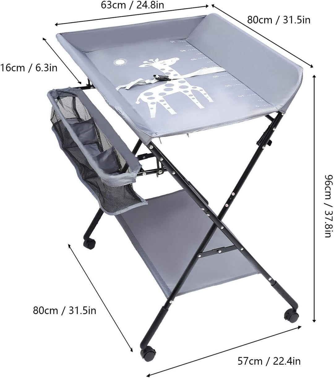 Baby Wickeltisch Changing Table, Kinder Mobiler Wickeltisch klappbarer mit herausnehmbarer Trennwand