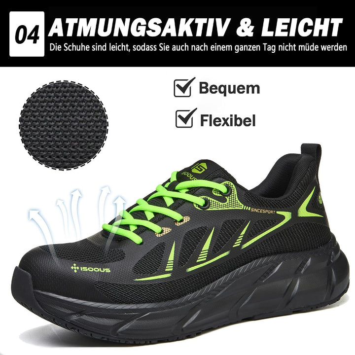ISOOUS Arbeitsschuhe Herren Sicherheitsschuhe Damen Stahlkappenschuhe Sportlich Atmungsaktiv Schutzs