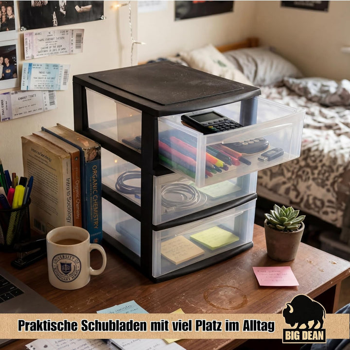 Grosse Schubladenbox A4 Schubladenschrank Schreibtisch Organizer Transparent mit extra hohen Schubla