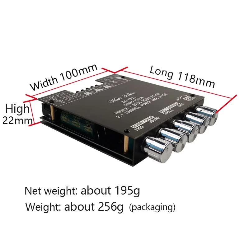 WANGCL 2 x 50 W + 100 W 2.1 K Subwoofer Verstärker Board mit Höhen- und Basssteuerung, Dual TPA3116