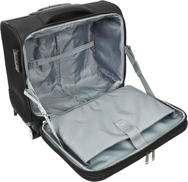 House Of Leather Business Organizer Büro Reise Pilotenkoffer 4 Rollen Trolley Kabinentasche Schwarz