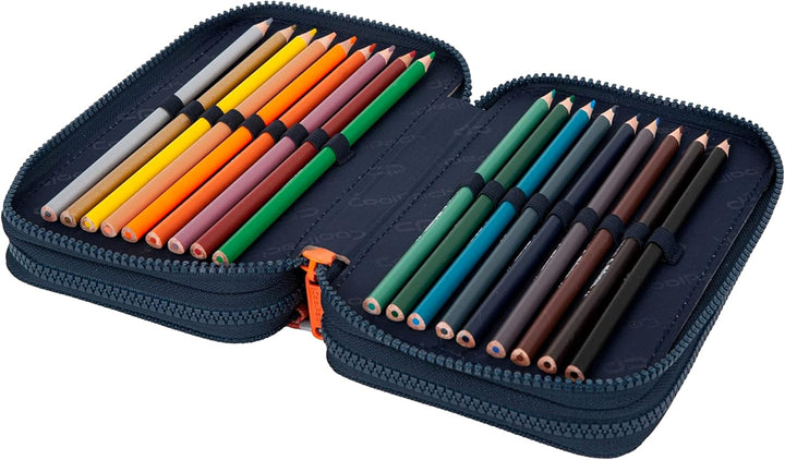Goldkids Federtasche 3-fache Federmappe Offroad Federmäppchen 46-teilig gefüllte Schüleretui Stifte