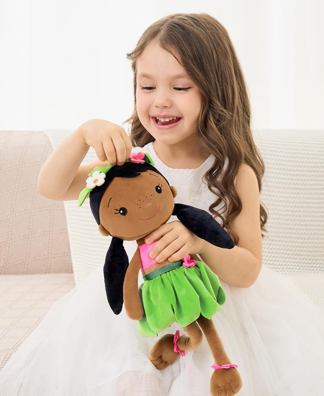 GAGAKU Weiche Stoffpuppe 40cm Schutzengel Puppen, Taufgeschenk für Baby Mädchen Kuscheltier Glücksbr