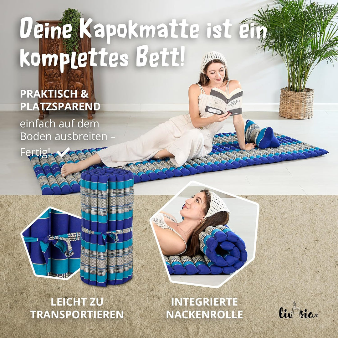 livasia Rollmatte Rollmatratze L-200x110x4,5cm, Gästebett Gästematratze 1 Person, Reisebett Kofferra