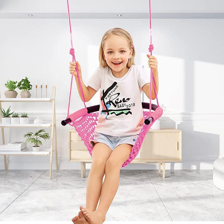 kinderschaukel Outdoor,Handgestrickter Bequem und Atmungsaktiv Kinder Schaukelsitz,Höhenverstellbar